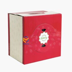 Hộp đựng bánh kem họa tiết in đỏ